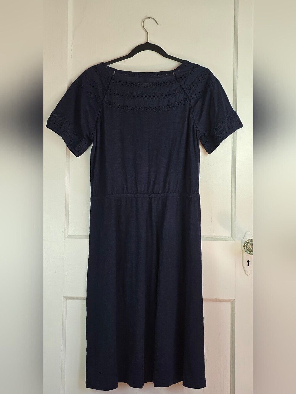 Talbots Navy Eyelet Trim Knit Cottagecore Dress M - Picture 6 of 10